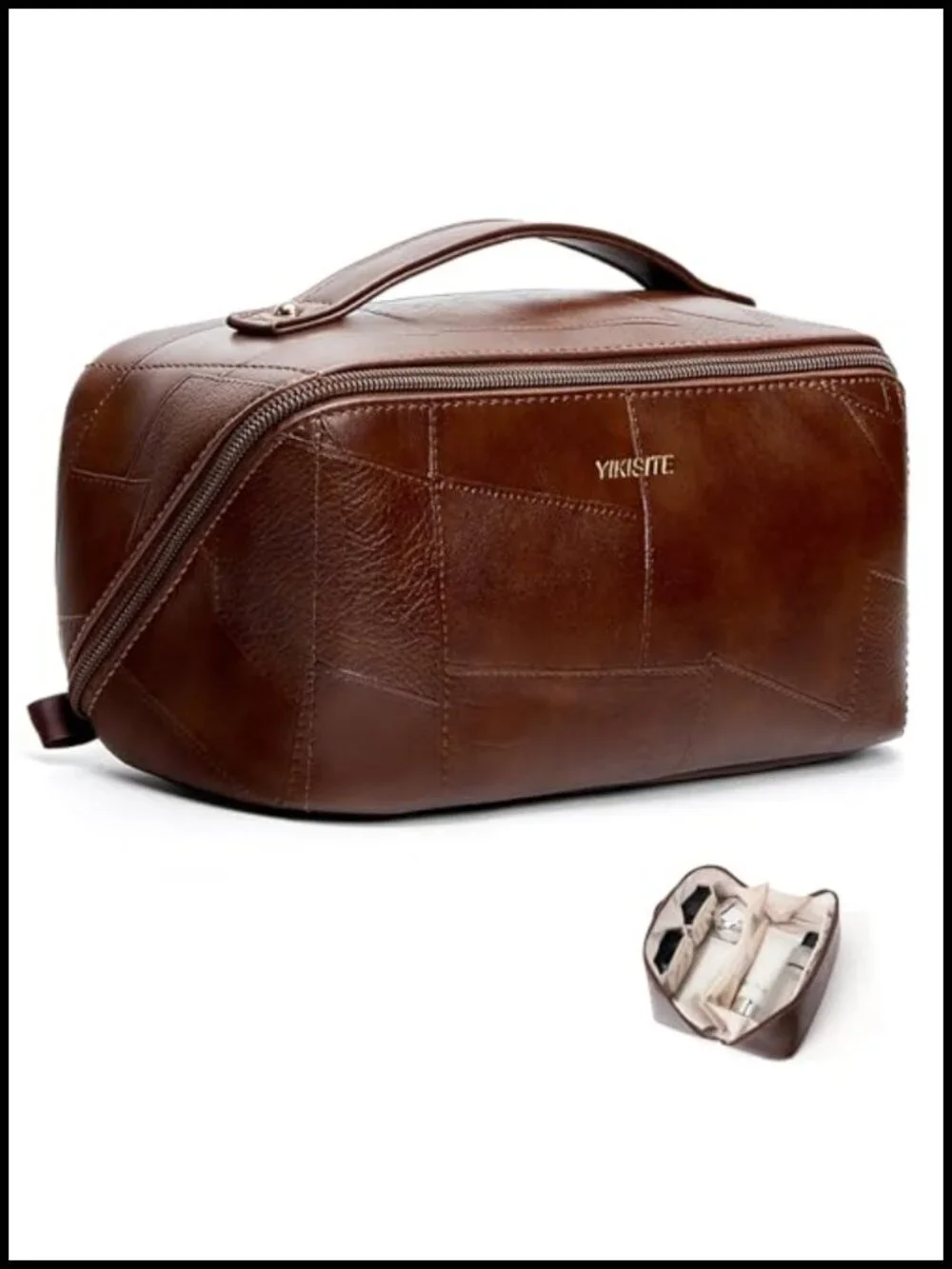 Waterproof PU Leather Travel Makeup Bag Cosmetic Organizer Pouch with Divider